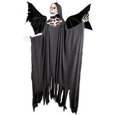 Lighted Sonic Skeletal Reaper With Wings Halloween Decoration - 66" - Red Lights